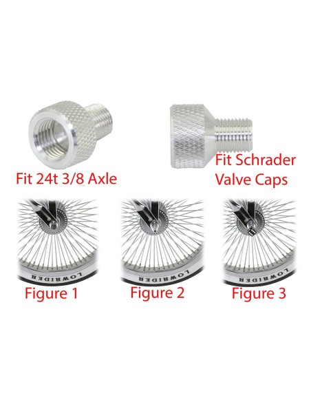 Adaptor Axle Valve Cap 3/8x24T Chrome.